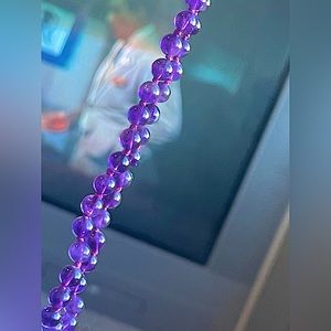 amethyst vtg necklace silver tone clasp small beads dainty choker